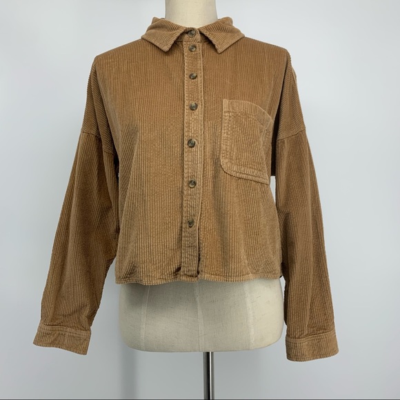 American Eagle Camel Colored Corduroy Shirt Jacket - Picture 1 of 6